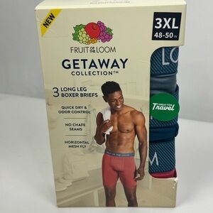 Fruit of the Loom long leg boxer briefs - 3 pk Getaway Collection. 3XL NWT